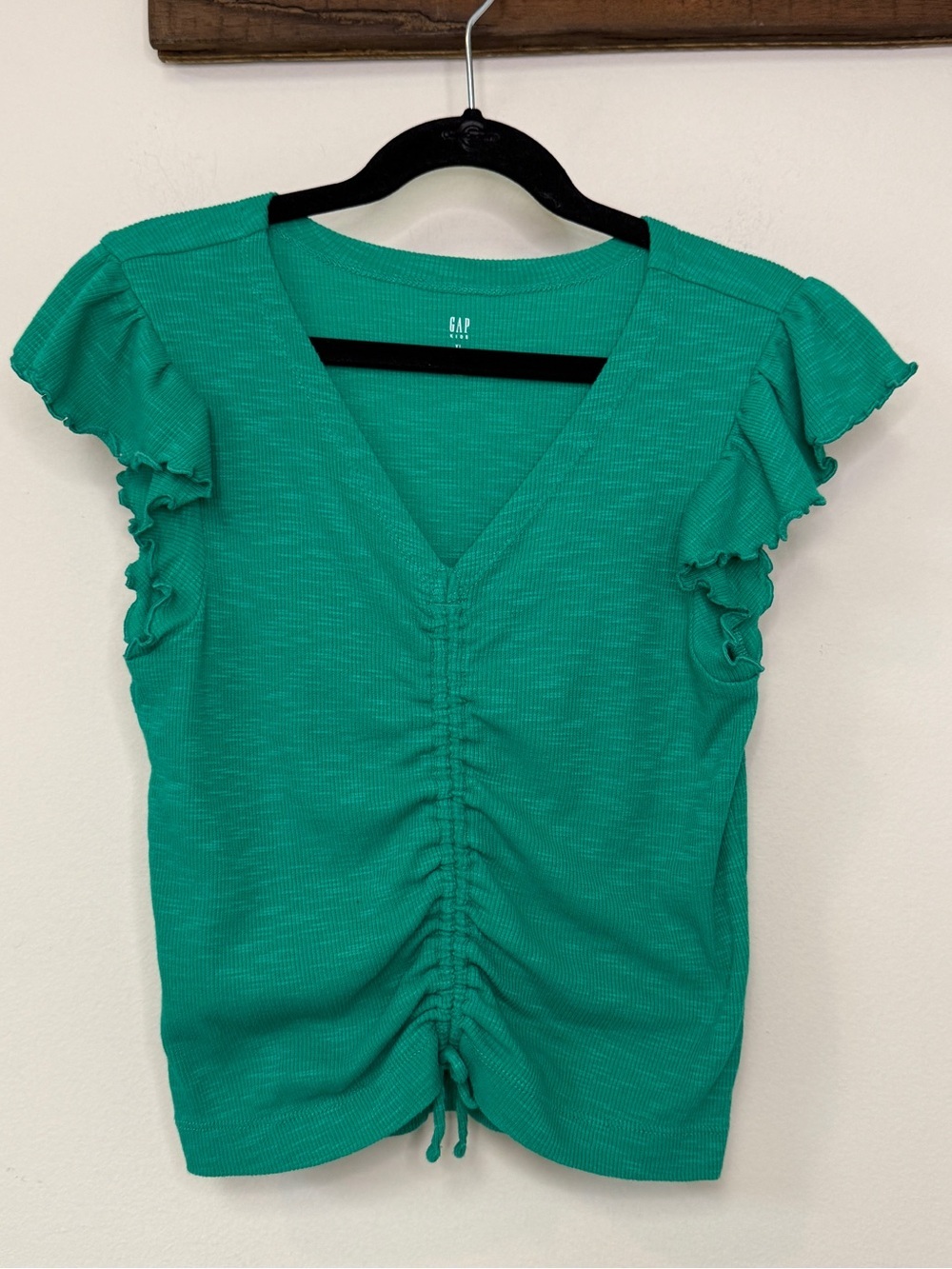 GAP Kids: Girls Green V-Neck with Ruffle Sleeves, Size XL